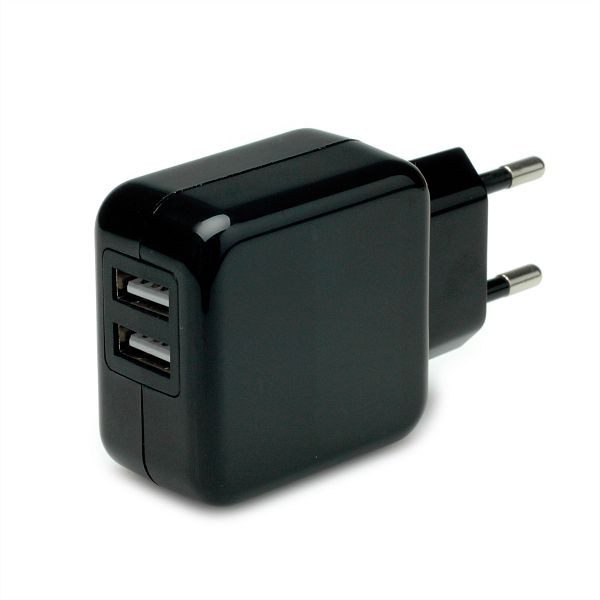 VALUE USB Charger mit Euro-Stecker, 2 Port, 10W, 19.99.1064