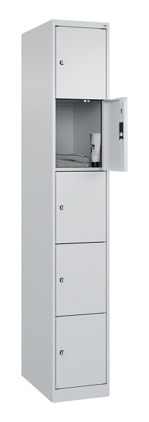 C+P Schließfachschrank Evolo PLUS, 5 Fächer, 1850x300x500mm, 7035/7035, 049000-105 S10013