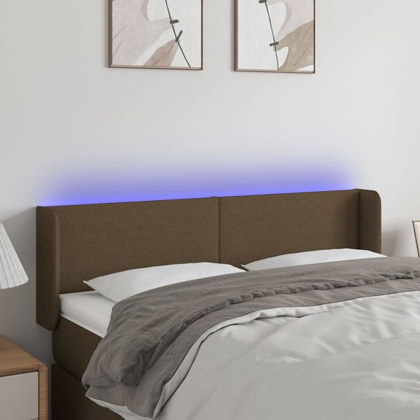vidaXL LED Kopfteil Dunkelbraun 147x16x78/88 cm Stoff, 3122957