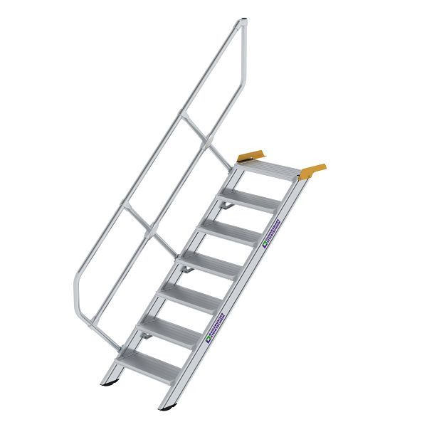 Munk Günzburger Steigtechnik Treppe 45° Stufenbreite 600 mm 7 Stufen Aluminium geriffelt, 600247