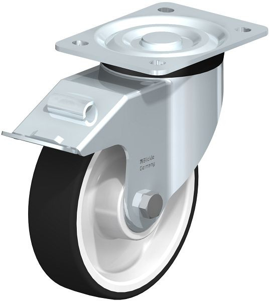 Blickle L-POTH 160K-FI Stahlblech-Lenkrolle, mittelschwere Ausführung, mit Anschraubplatte, Thermoplastisches Polyurethan, Grau, 739239