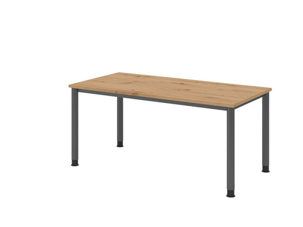 Hammerbacher Schreibtisch HS16, 160 x 80 cm, Platte: Asteiche, 25 mm dick, 4-Fuß-Gestell in Graphit, Arbeitshöhe 68,5-81cm, VHS16/R/G