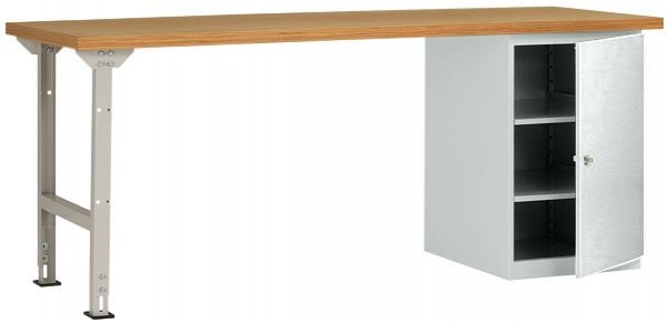 Manuflex Werkbanksystem COMBI Modell 8 mit massiver Bucheplatte, BxTxH = 1500 x 700 x 840 mm, Lichtgrau, WC5123.7035