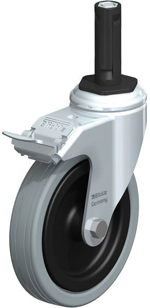 Blickle LKRA-VPA 125G-11-FI-ER12 Apparate-Lenkrolle mit Expander & Feststeller, Vollgummi, Grau, 848254