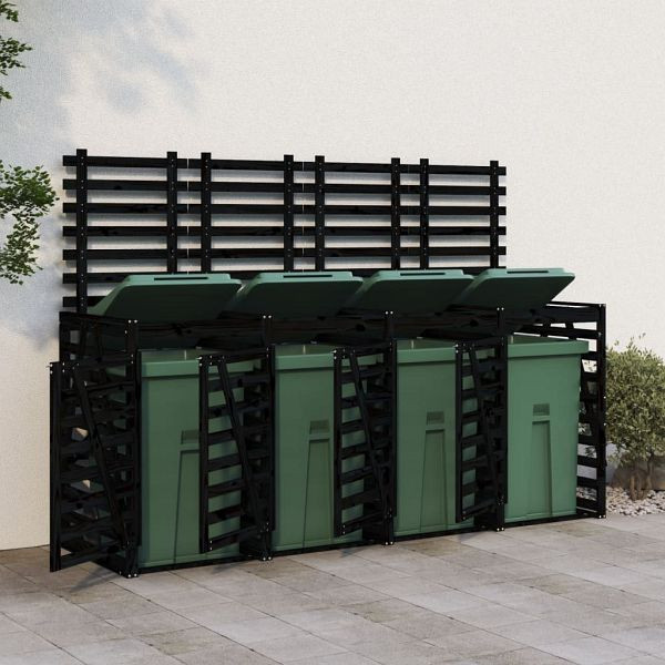 vidaXL Mülltonnenbox für 4 Tonnen Schwarz Massivholz Kiefer, 3157701