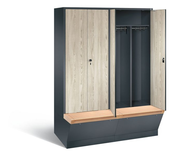 C+P Schwarz-Weiss-Spind Evolo, H2090xB1590xT815mm, Farbe: Anthrazitgrau / Dekor Sen-Esche, 48056-42 S10168