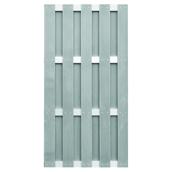 T&J JINAN-Serie grau, 90 x 180 cm, WPC-Bretterzaun, Querriegel ALU anodisiert, 44735