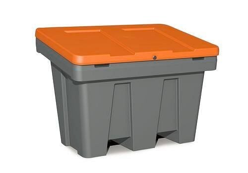 DENIOS Streugutbehälter GB 300 aus Polyethylen (PE), 300 Liter Volumen, Deckel orange, 241-878