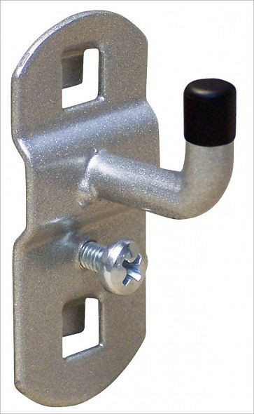 ADB Werkzeughalter mit senkrechtem Hakenende, 90° gewinkelt, passend für Eurolochung (10x10mm / 38x38mm), Ø: 6mm, Farbe: alu, RAL 9006, 75mm, 23119