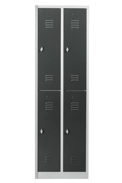 Gürkan Garderobenschrank, 50 x 60 x 195 cm, Lichtgrau, Anthrazit, Vorhangschloss, WRC.4(2.2).19560, 110910