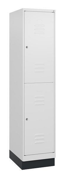 C+P Doppelstöckiger Spind Classic PLUS, Sockel, 1800x400x500mm, 9016/9016, Zylinderschlösser, 0803207-12 S10029