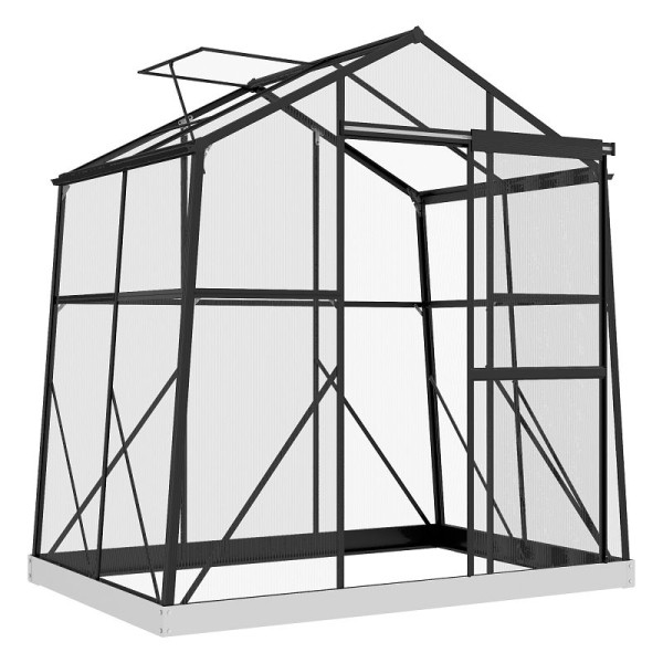 Outsunny Mini-Gewächshaus, Anlehn-Gewächshaus mit Rolltür und Netzfenstern, UV-beständig, für Blumen, Setzlinge, Pflanzen, Weiß, 845-951V00BK