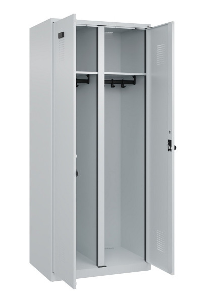 C+P Schwarz-Weiß-Spind Evolo PLUS, 2 Abteile, 1850x800x500mm, 7035/7035, Drehriegel, 049002-22 S10013