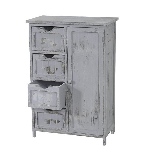 Mendler Kommode HWC-D12, Schrank Schubladenkommode, Shabby-Look Vintage 82x55x30cm, grau, 33044