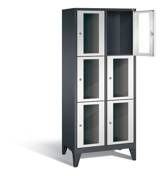 C+P Schließfachschrank Classic, H1850xB810xT500mm, Farbe: Schwarzgrau / Lichtgrau, 8010A223 S10013
