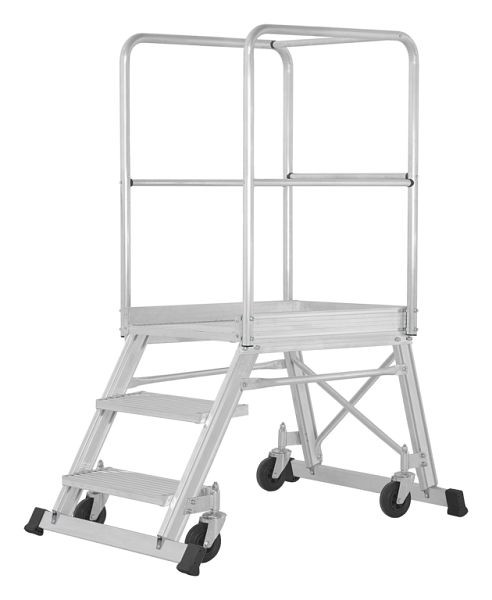HYMER Podesttreppe fahrbar, einseitig begehbar nach DIN EN 131-7, 3 Stufen, Standhöhe 0,73 m, 688803