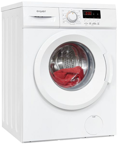 Exquisit Waschmaschine, 7,0 kg Füllmenge, 1400 U/Min Umdrehungen, 56,0 L/Zyklus Wasserverbrauch, E, Weiß, WA7014-030E weiß, 813062300