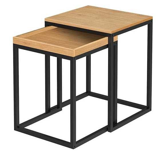 VASAGLE Beistelltisch, Rostbraun/Honigbraun/Greige, 45,2x40,2x55 cm / 40x38x50 cm, LNT02N