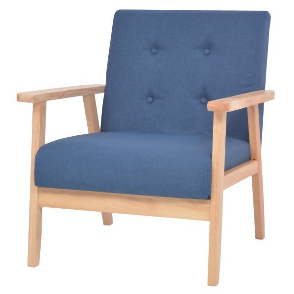 vidaXL Sessel Blau Stoff, Holzrahmen, 244654, 8718475569503