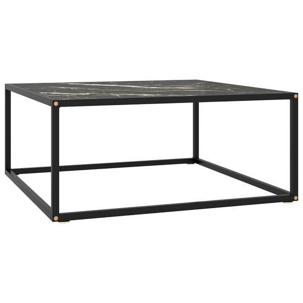 vidaXL Couchtisch Schwarz mit Schwarzem Glas in Marmor-Optik 80x80x35, 322878