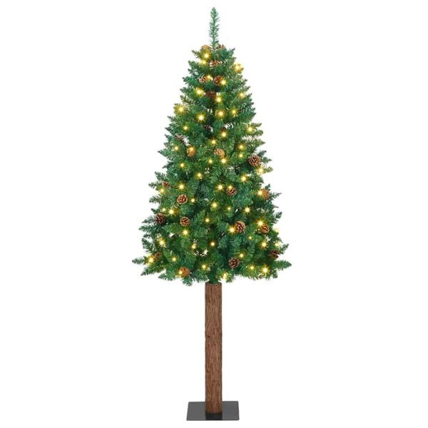 vidaXL Schlanker Weihnachtsbaum mit 300 LEDs mit Ständer Grün 180 cm, 3394860