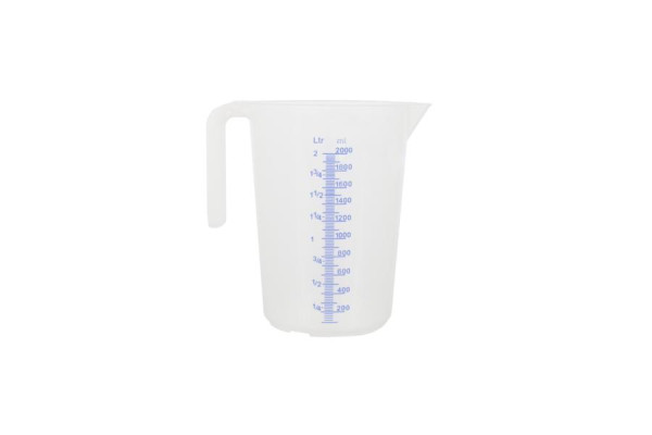 Schneider Messbecher, 2,0 l, geprägte Skala, blaue Schrift, offener Griff, 206013