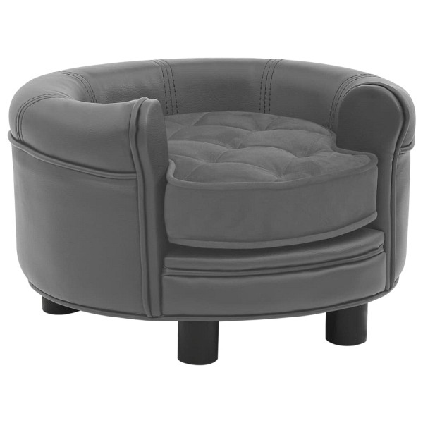vidaXL Hundesofa Grau 48x48x32 cm Plüsch und Kunstleder, 170956