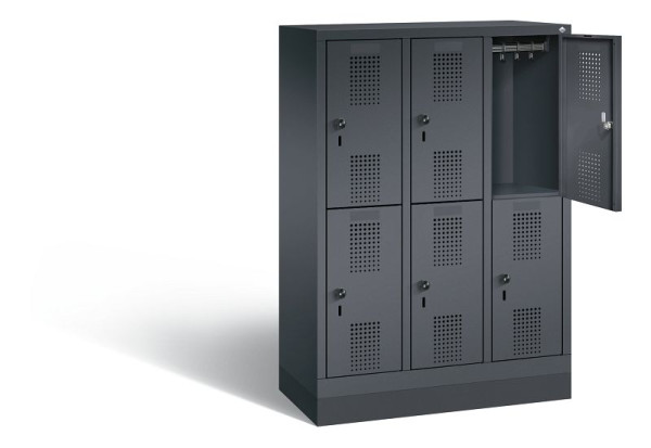 C+P Kindergarten-Spind doppelstöckig Evolo, H1300xB900xT300mm, Farbe: Schwarzgrau, 483203-30 S10069