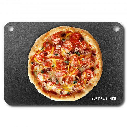 VEVOR Pizzastahl, 20" x 14" x 3/8" für den Ofen, vorgewürzt aus Kohlenstoffstahl mit 20-fach höherer Leitfähigkeit, robust, rostfrei, FXPSPSGB2014V3XP7V0