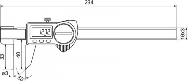 HELIOS PREISSER Digitaler Taschenwandstärkenmessschieber, IP 67, Messbereich 150 mm, 1326918