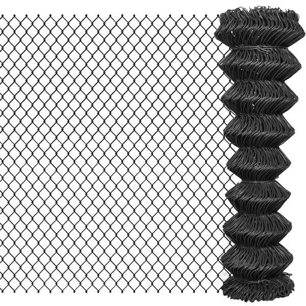 vidaXL Maschendrahtzaun 15 x 1,5 m Stahl Grau, Material: PVC-beschichteter Stahl, 142426