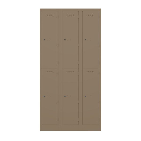 Bisley Garderobenschrank Primary Locker, 3 Abteile mit je 2 Fächern übereinander, 668 coffee, PL3050T2668