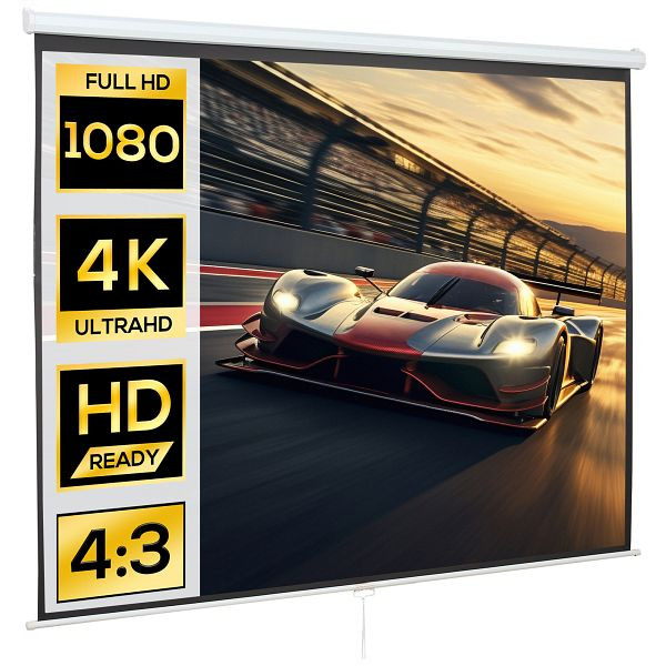 HOMCOM Beamer Leinwand 244 x 183 cm 120 Zoll 4:3/16:9 Projektionsleinwand Manuell für Heimkino, 001-010V01