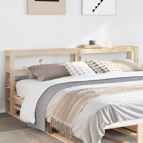 vidaXL Kopfteil mit Ablagen 200 cm Massivholz Kiefer, 850872