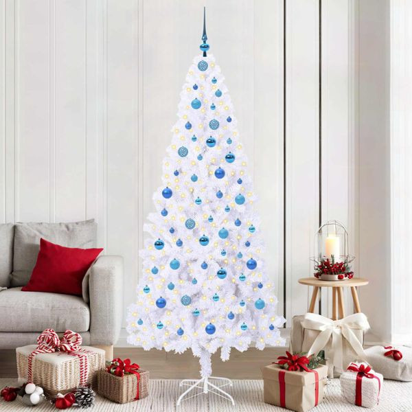 vidaXL Künstlicher Weihnachtsbaum Weiß 210 cm PVC und Stahl, 3426673