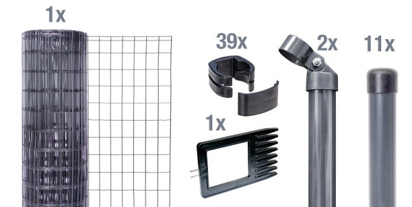 Alberts Fix-Clip Pro® als Zaun-Komplettset, zum Einbetonieren, Höhe: 100 cm, L: 25 m, anthrazit, 633479