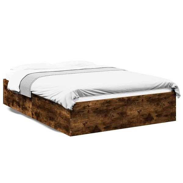 vidaXL Bettgestell Räuchereiche 120x190 cm Holzwerkstoff, 3281046