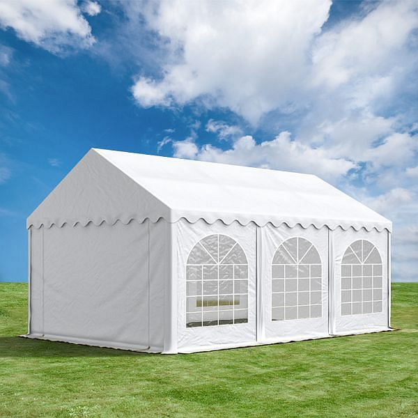 Toolport 3x6 m Partyzelt, PVC-Plane 500 g/m², mit Bodenrahmen, weiß, 7232