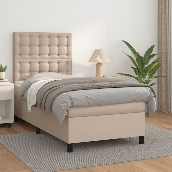 vidaXL Boxspringbett Matratze Cappuccino-Braun 100x200cm Kunstleder, 3142832