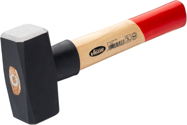VIGOR Fäustel, 280 mm, Gummi-Schlagschutz, Hickoryholz, V2663-1500