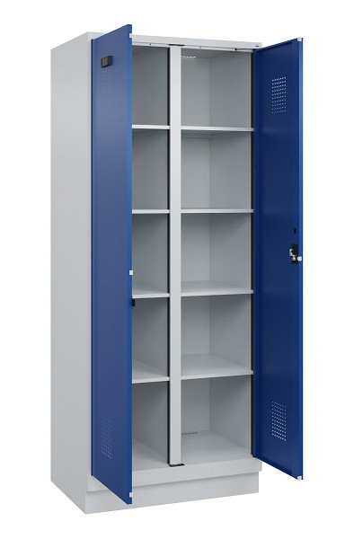 C+P Wäsche-Spind Evolo PLUS, mit Sockel, 2 Abteile, 1950x800x500mm, 7035/5010, Verschluss Zylinderschloss, 049022-22B S10033