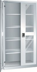 LISTA Flügeltürschrank (BxTxH) 1000x580x1950mm KEY Lock, Lichtgrau, 4 Verstellböden, Sichtfenstertür, 60.333.020