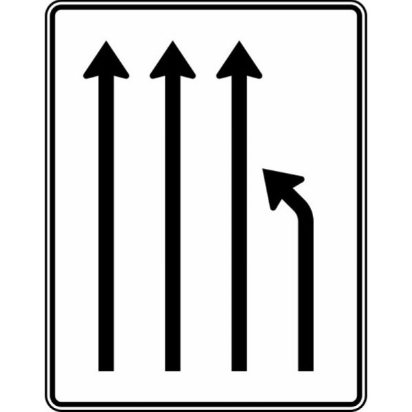 Stein HGS Einengungstafel ohne Gegenverkehr, Einzug rechts und noch 3 Fahrstreifen, RA1/Alform, ohne Entfernungsangabe, 1600x1250mm, 531-12-112