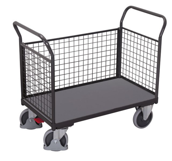 VARIOfit Dreiwandwagen mit Draht, Ladefläche: 850 x 475 mm, RAL 7016 anthrazitgrau, sw-500.301/AG