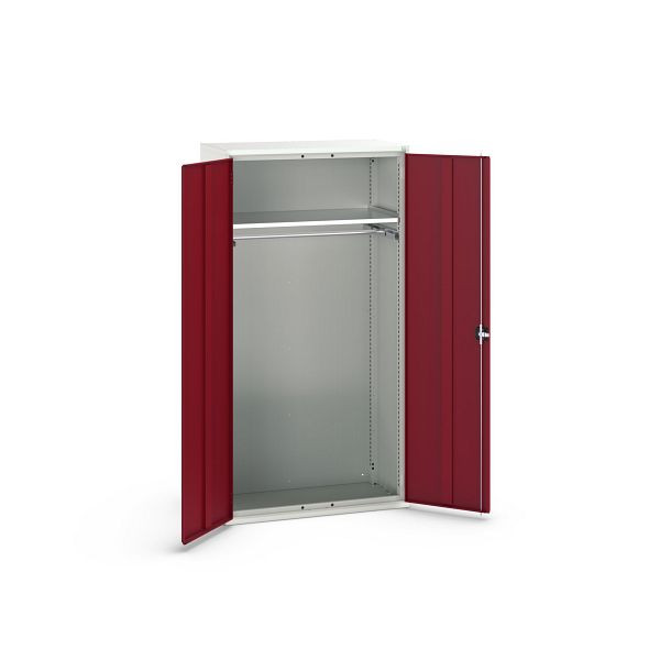 bott verso Flügeltürschrank, mit 1 Fachboden und 1 Kleiderstange, BxTxH: 1050 x550 x 2000 mm, Lichtgrau / Purpurrot, 16926584.24