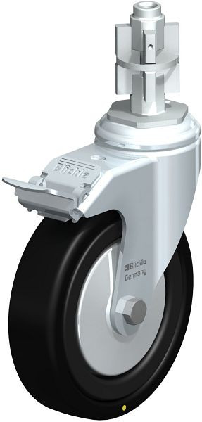 Blickle LKRA-VPA 126K-11-FI-EL-FA-E15 Apparate-Lenkrolle mit Expander & Feststeller, Vollgummi, Schwarz, 540088