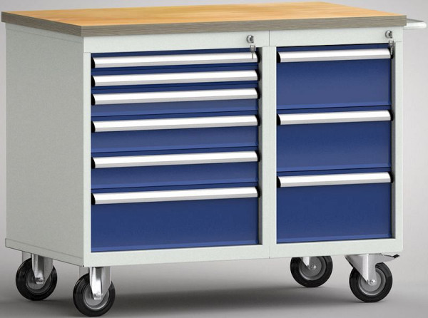 KLW Profi-Werkbank - 1000 x 620 x 840 mm L x T x H ohne Rückbrett, L: 2x50EA/75EA/2x100EA/175EA, R: 150EA/2x200EA, WP824N-1000M30SE1002