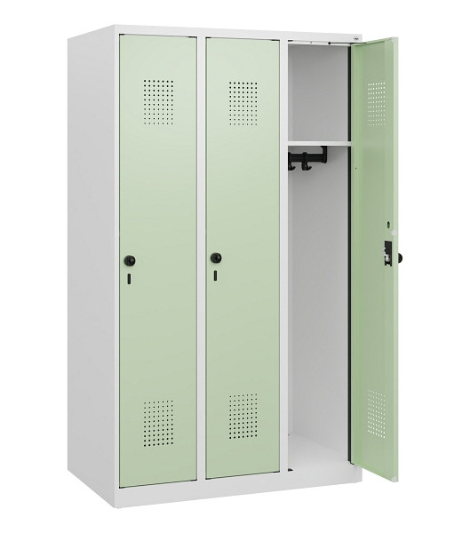 C+P Spind Evolo PLUS, 3 Abteile, 1530x900x500mm, 9016/6019, Drehriegel, 0490005-30 S10021