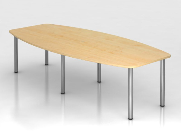 Hammerbacher Konferenztisch 280cm/6 Chromfüße Ahorn, tonnenförmig, VKT28C/3/C