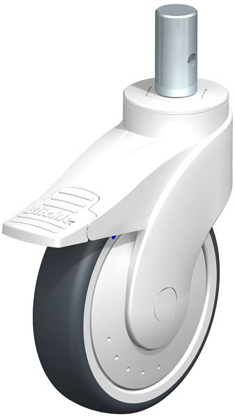 Blickle LWKX-TPA 126XK-FI-FK-ZAX55 Kunststoff-Lenkrolle WAVE, rostfrei, mit Zapfen & Feststeller, Thermoplastisches Gummi-Elastomer, Grau, 743858